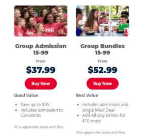 Amusement Park Group Admission Ticket Price